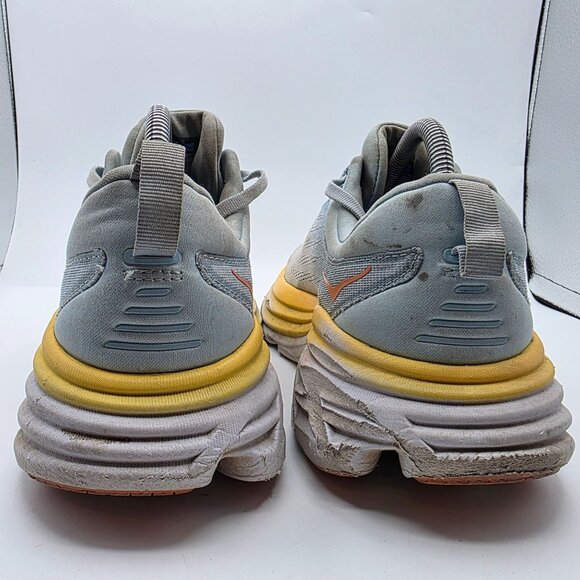 Hoka One One Bondi 8 Womens Size 10.5 B Gray Yellow Athletic Shoes Running Walk - Picture 4 of 14